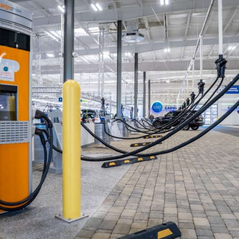 Vacuum station inside of Splash Car Wash facility.